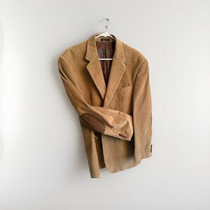 Lauren Ralph Lauren Corduroy Elbow Patch Brown Men's  Jacket Chin Strap 42L